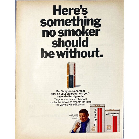 Tareton's Charcoal Filter Cigarette "Something you should Have"Vtg Print Ad 1970 - Picture 1 of 3